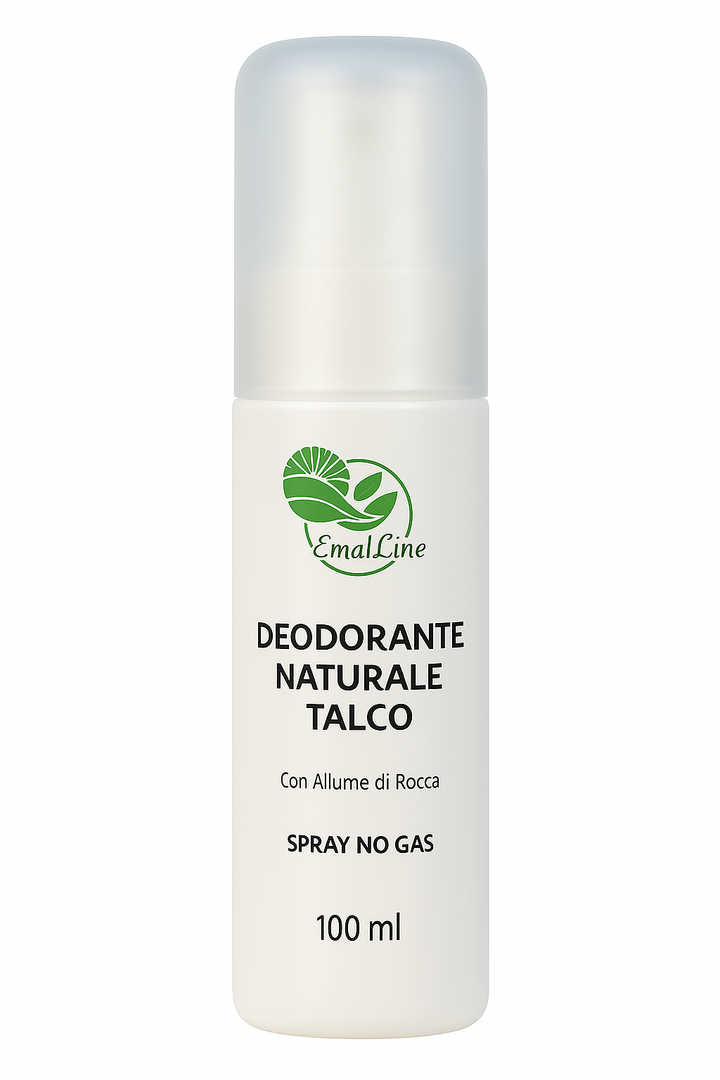 Art.201 Deodorante Spray Naturale con Allume di Rocca 100 ml (Talco / Muschio Bianco / Thè Verde) EmalLine