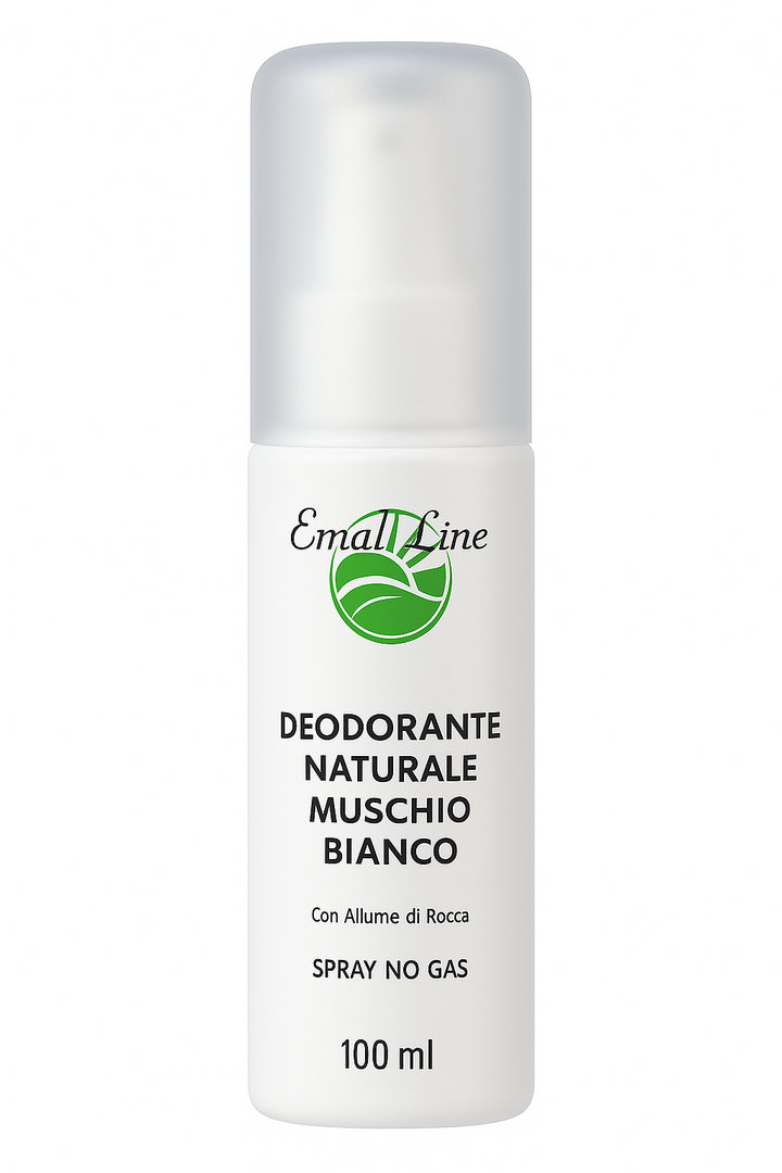 Art.201 Deodorante Spray Naturale con Allume di Rocca 100 ml (Talco / Muschio Bianco / Thè Verde) EmalLine