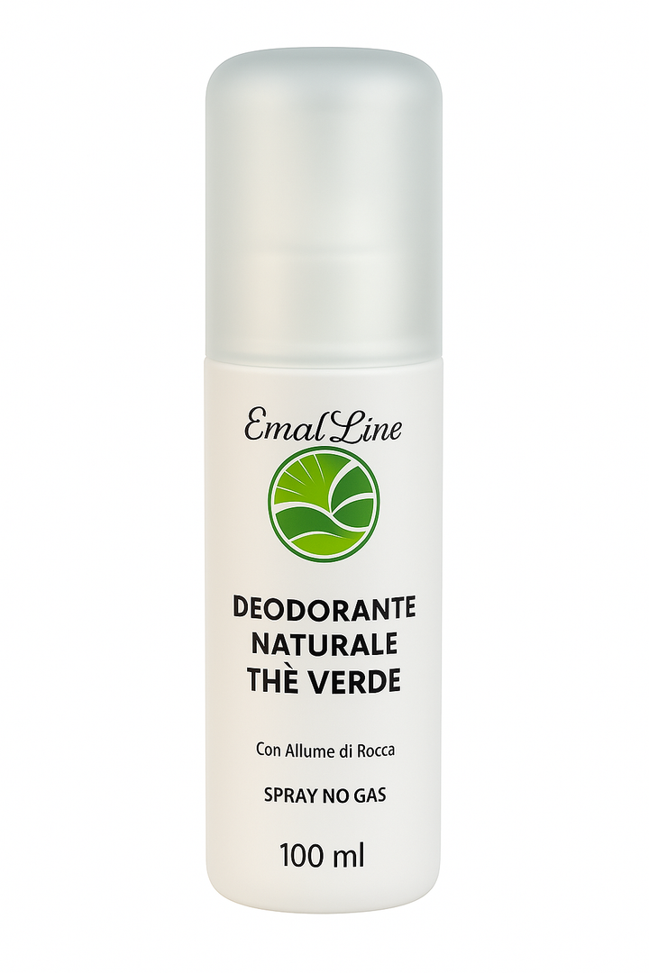 Art.201 Deodorante Spray Naturale con Allume di Rocca 100 ml (Talco / Muschio Bianco / Thè Verde) EmalLine