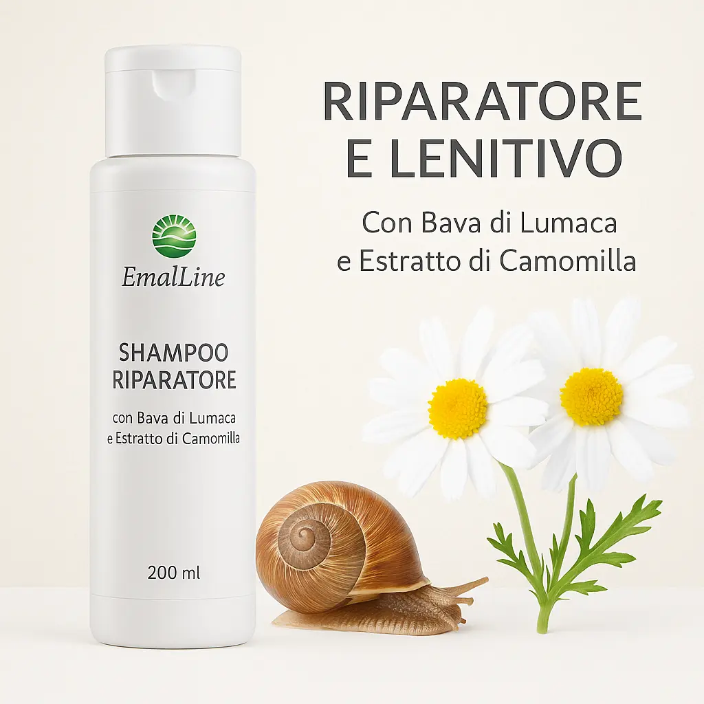 Art.302 Shampoo Riparatore con Bava di Lumaca e Camomilla 200 ml – Emal Line EmalLine