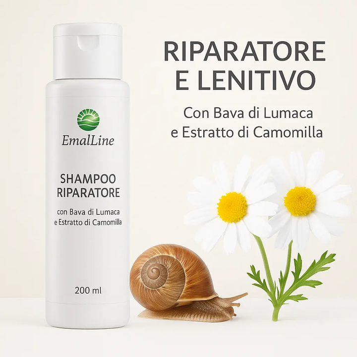 Art.302 Shampoo Riparatore con Bava di Lumaca e Camomilla 200 ml – Emal Line EmalLine