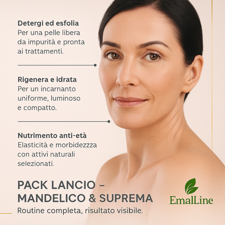 Art. P102R – Pack Viso Creme Mandelico & Suprema – 4 prodotti EmalLine