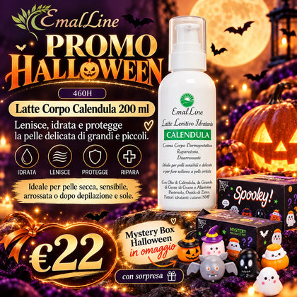 Latte corpo lenitivo e idratante alla calendula EmalLine 200 ml, confezione frontale.