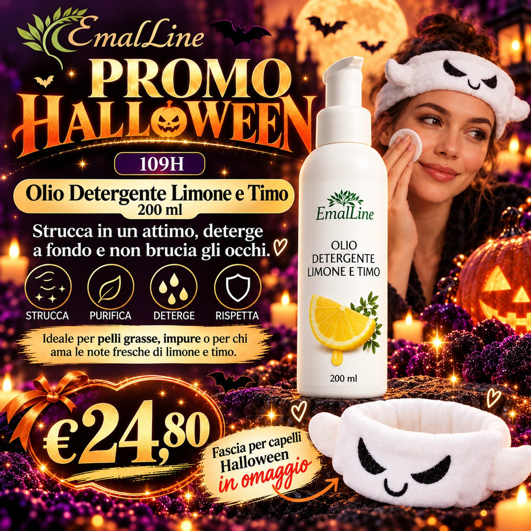 Olio detergente struccante Limone e Timo EmalLine 200 ml, confezione frontale.