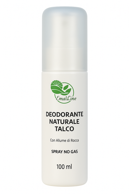 Art.201 Deodorante Spray Naturale con Allume di Rocca 100 ml (Talco / Muschio Bianco / Thè Verde) EmalLine