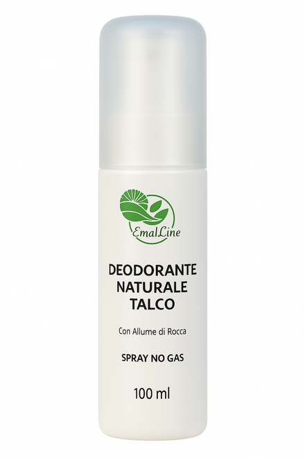 Art.201 Deodorante Spray Naturale con Allume di Rocca 100 ml (Talco / Muschio Bianco / Thè Verde) EmalLine