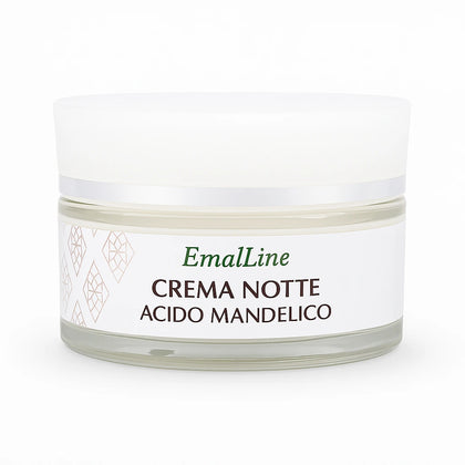 Crema viso notte EmalLine con acido mandelico e acido cogico 50 ml, confezione frontale.