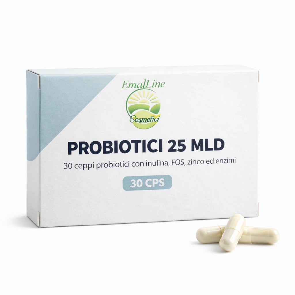Confezione Probiotici 25 MLD EmalLine - 30 capsule con 30 ceppi probiotici, inulina e zinco.