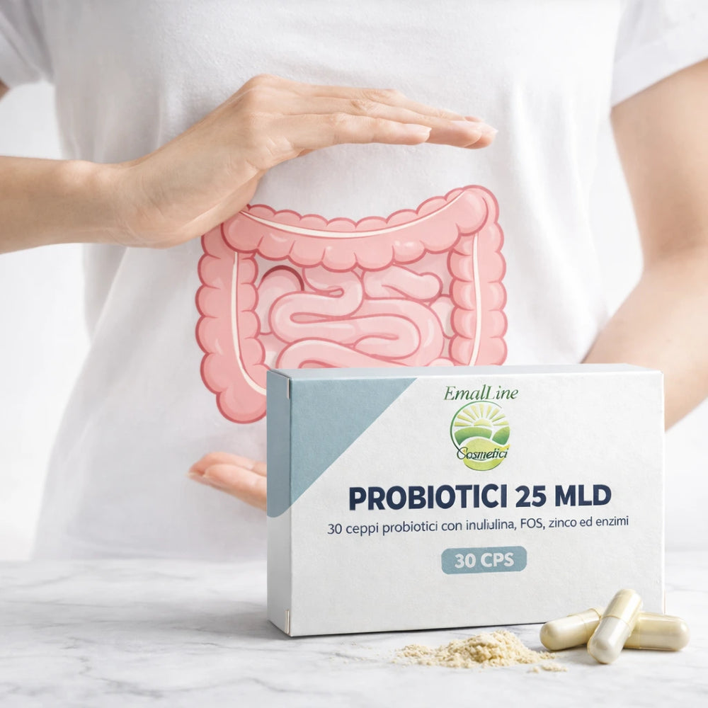 Integratore Probiotici 25 MLD EmalLine per sgonfiare la pancia e ripristinare la flora intestinale.