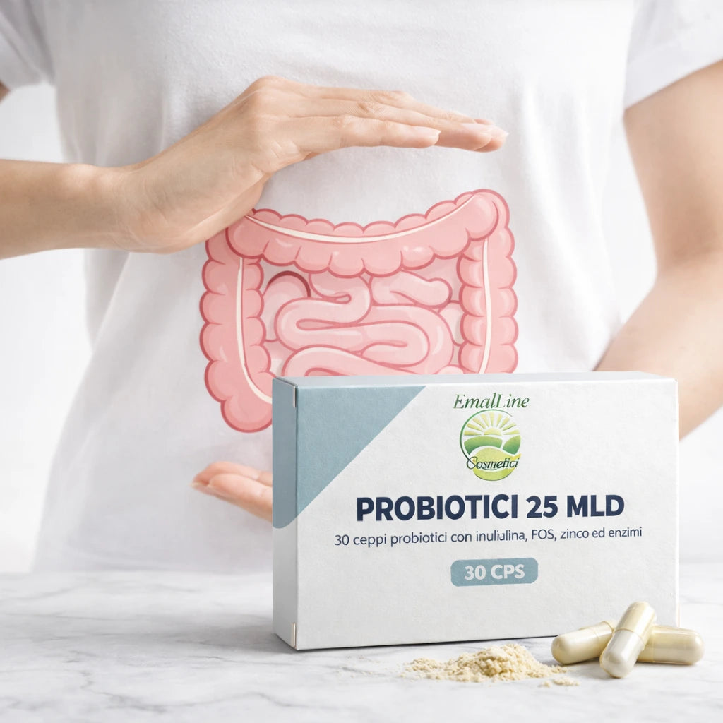 Integratore Probiotici 25 MLD EmalLine per sgonfiare la pancia e ripristinare la flora intestinale.