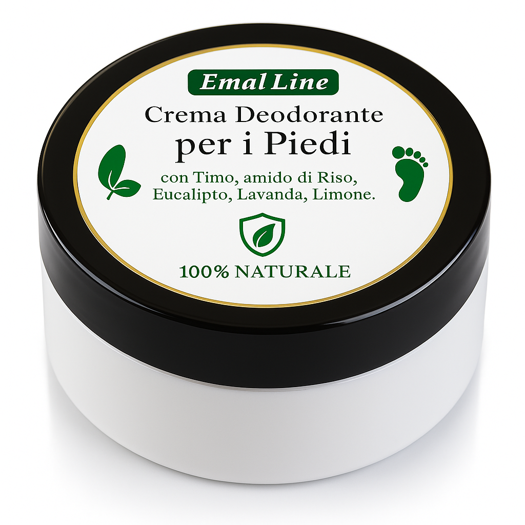 Crema Deodorante Piedi Emal Line – formula con ingredienti naturali e ossido di zinco.