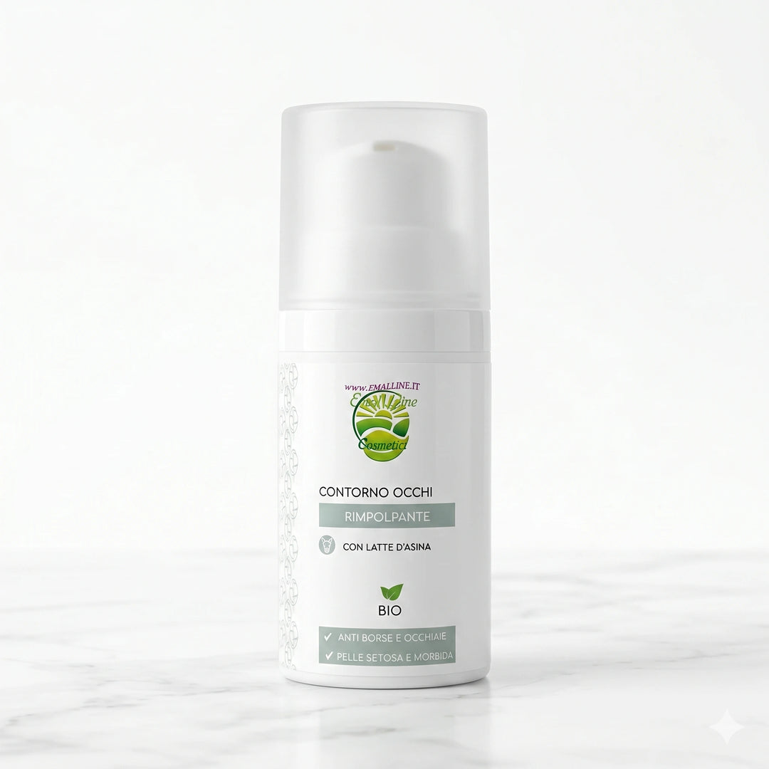Foto di copertina per Shopify del flacone airless da 30ml di Crema Contorno Occhi Rimpolpante al Latte d&