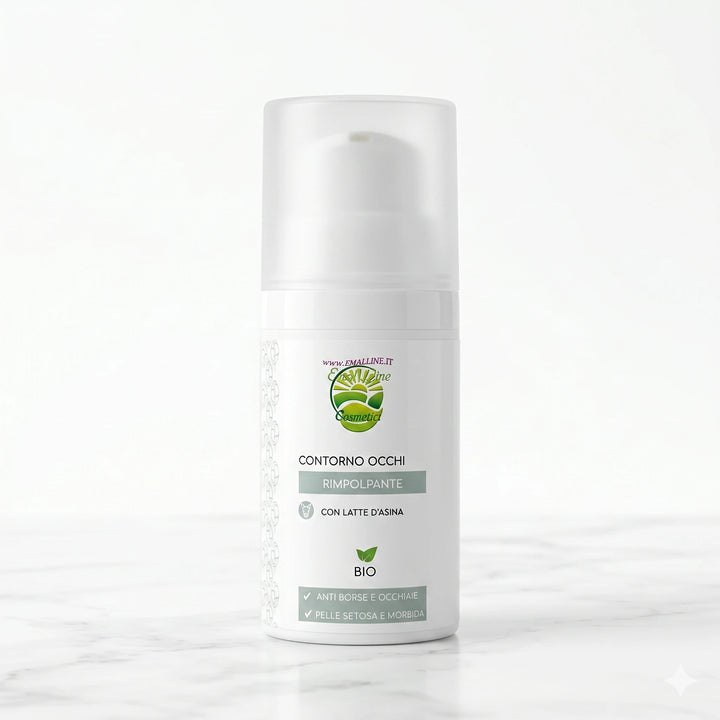 Foto di copertina per Shopify del flacone airless da 30ml di Crema Contorno Occhi Rimpolpante al Latte d&