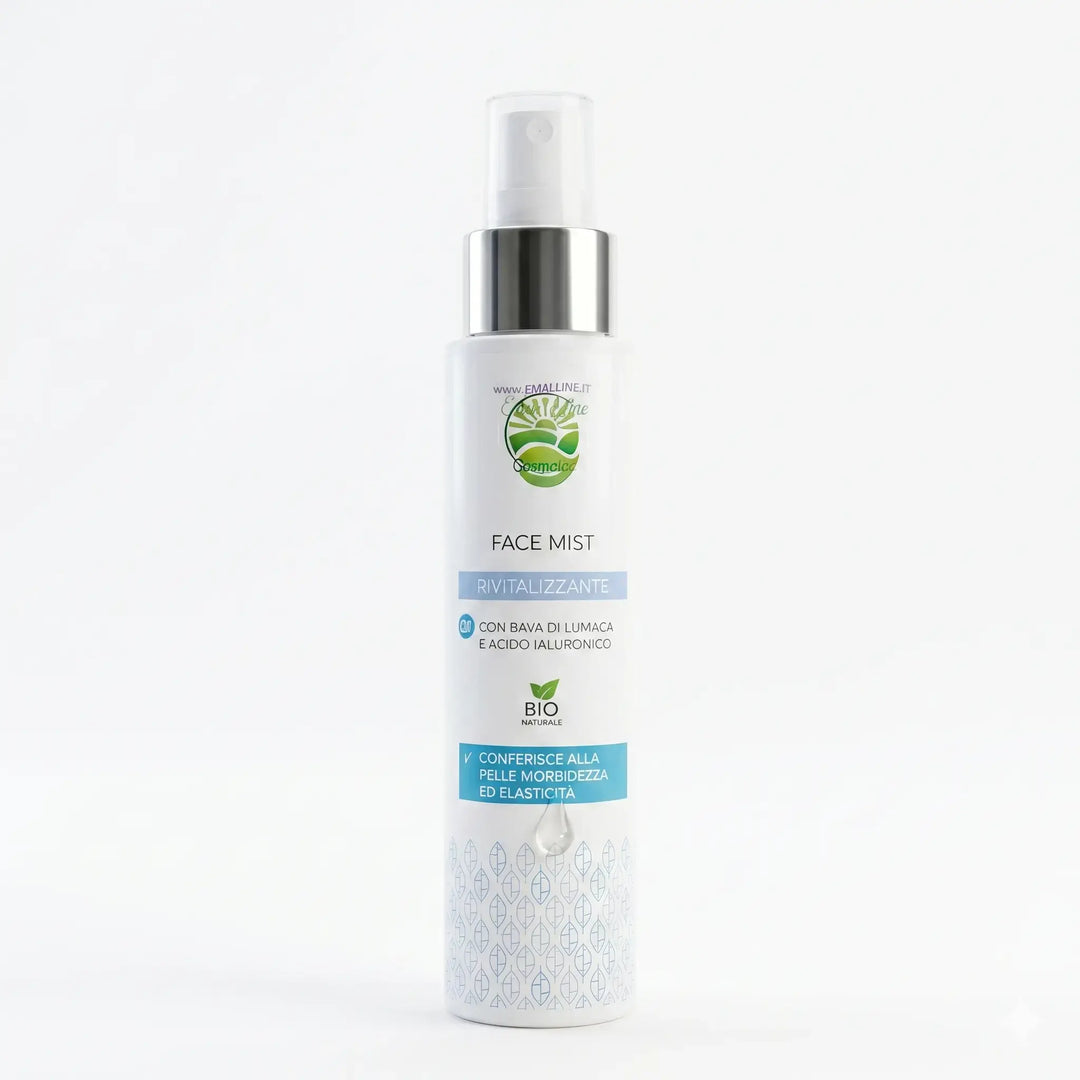Emalline Face Mist, spray viso rivitalizzante con bava di lumaca e acido ialuronico. Prodotto bio e naturale.