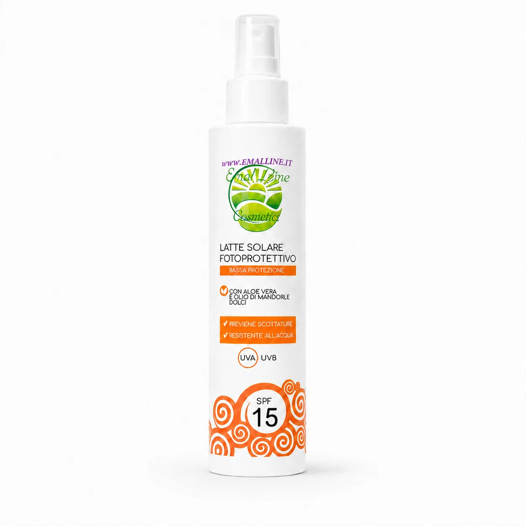 EmalLine Latte Solare Fotoprotettivo SPF 15 bassa protezione con aloe vera e olio di mandorle dolci