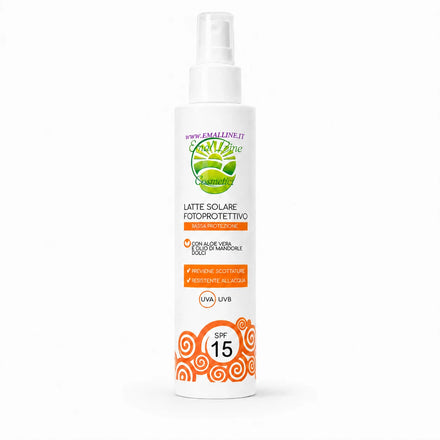 EmalLine Latte Solare Fotoprotettivo SPF 15 bassa protezione con aloe vera e olio di mandorle dolci