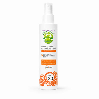 EmalLine Latte Solare Fotoprotettivo SPF 30 media protezione con aloe vera e olio di mandorle dolci