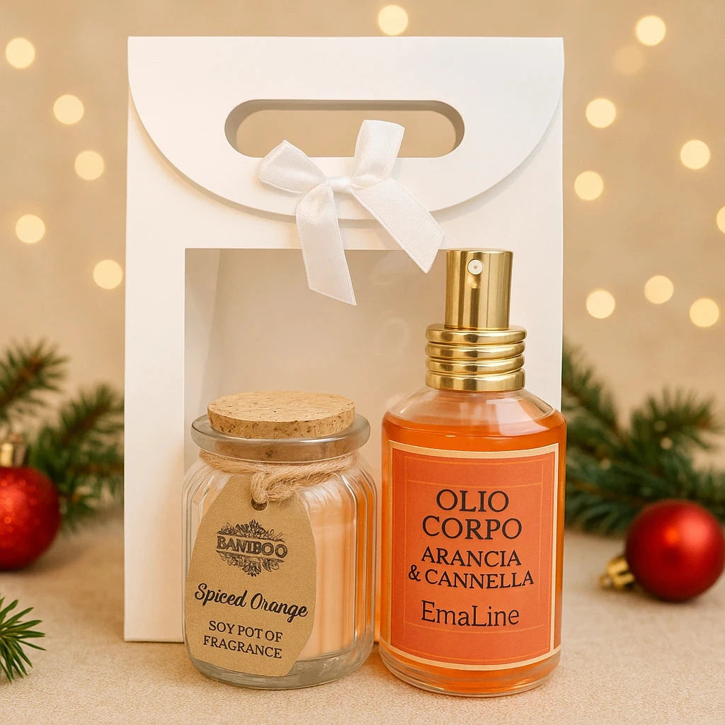 Art. Na108AC – Olio Corpo Arancia & Cannella + Candela Profumata EmalLine