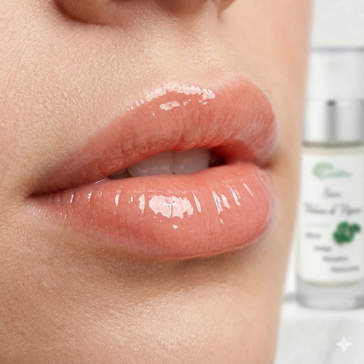 Risultato lip gloss rimpolpante labbra con veleno di vipera EmalLine. Labbra più piene, lucide e definite.