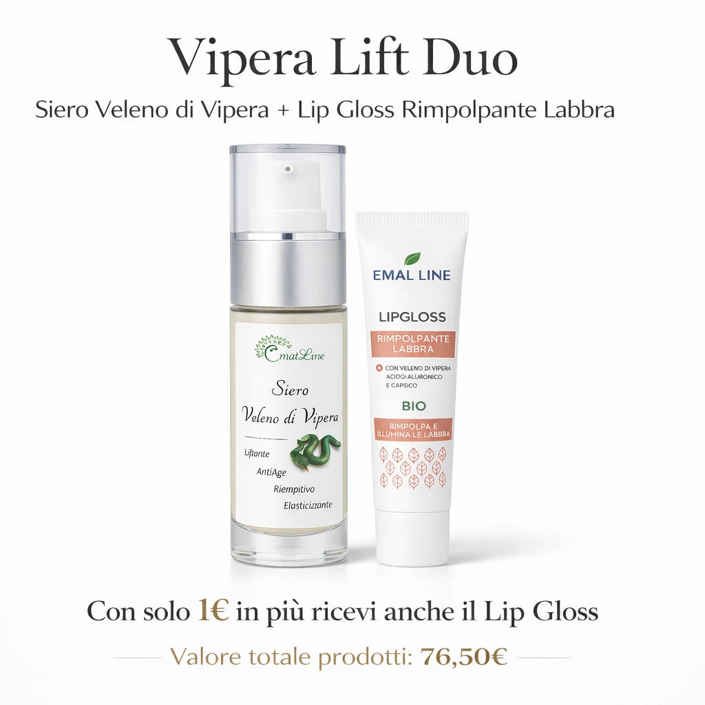 Routine labbra perfette EmalLine con siero veleno di vipera e lip gloss rimpolpante. Trattamento labbra effetto volume e levigante