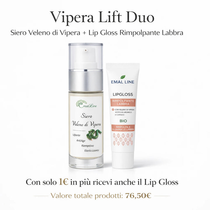 Routine labbra perfette EmalLine con siero veleno di vipera e lip gloss rimpolpante. Trattamento labbra effetto volume e levigante